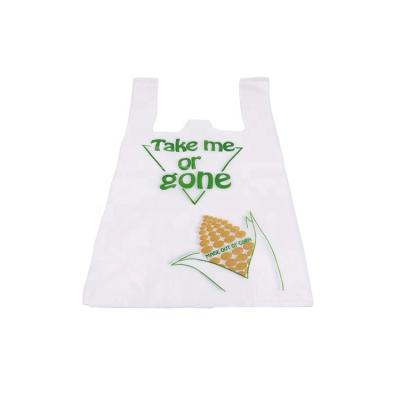 China Food Fruit T-Shirt Bags On Roll 100% Compostable Biodegradable T-Shirt Bags On Roll Fresh Food Certificated for sale