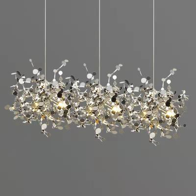 China Italy Industrial Gold Chrome Stainless Steel Chandelier Modern Art Island Pendant Lamp for sale