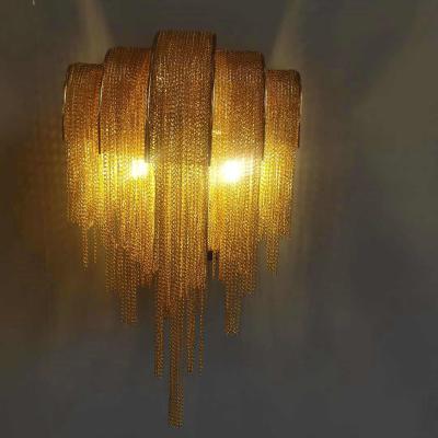 China New Modern French Silver Gold Wall Light Aluminum Tassel Chain Wall Lamp for sale