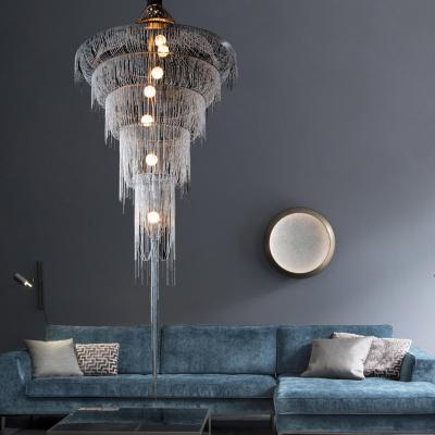 China New EUROPEAN Original Design Luxury Customize Height Led Aluminum Chain Pendant Tassel Chandelier Lamps for sale