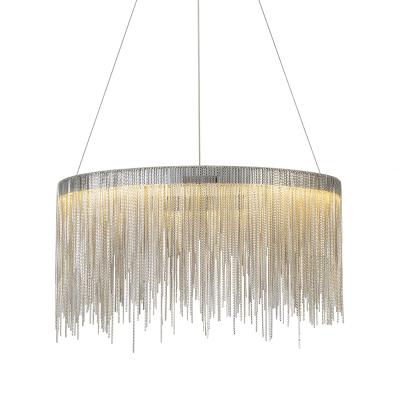 China Modern Nordic Luxury Post Modern Tassel Chandelier Aluminum Chain Round / Rectangular Pendants Light for sale