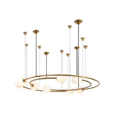 China Industrial Modern Lamp Lights Hanging Glass Chandeliers Led Lighting Round Pendant Lights Bedroom Chandelier for sale