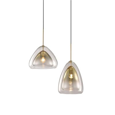 China European Nordic Decorative Glass Pendant Light E27 Modern Design Hanging Lamp Gold for sale