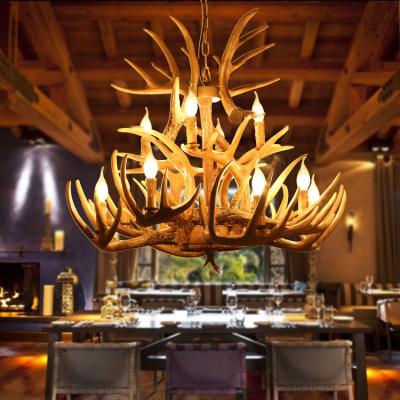 China Industrial American Rustic Style Resin Antler Chandelier Lighting Antique Antlers Lighting Fixtures Led Lights For Home for sale