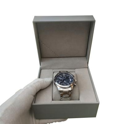 China Cheapest Wholesale Hot Selling Gray Watch Display Box Creative Leather Watch Box for sale