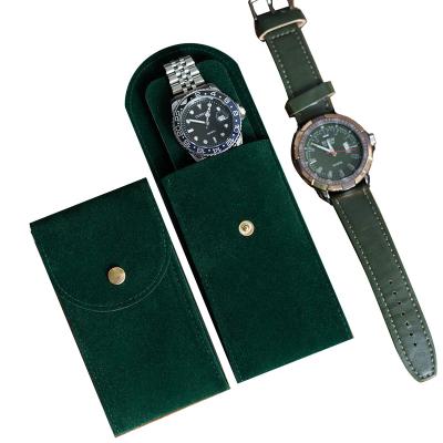 China Travel Mini Jewelry Watch Storage Bag Watch Packaging Stock for Rolexable Custom Black Green Red Rose with LOGO Luxury Gift Velvet Watch Pockets for sale