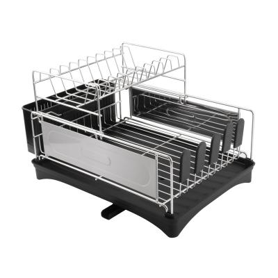 China Amazon Stored Two Layer Iron Material Compact Dish Drying Rack Dish Dryer Rack Rack Dish Racks For Kitchen for sale