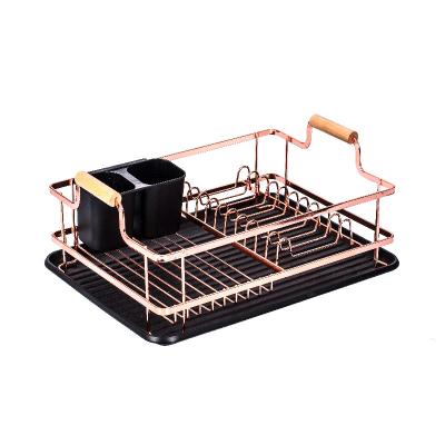 China Viable Wholesale Dish Drying Organization Rose Gold Kitchen Rack Kitchen Rack and Racks Countertop Iron Dish Rack for sale