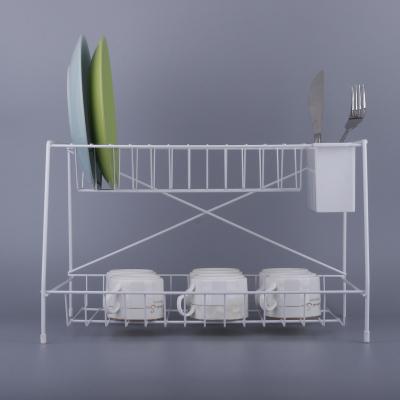 China Large Sustainable White Dish Rack With Drip Tray And Cart Kitchen Drying Rack Over Sink For Storage And Kitchen Organizzer for sale