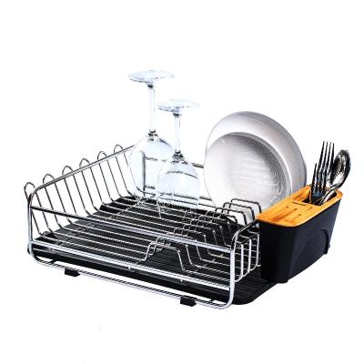 China Factory Wholesale Hot Sale Usable USA Dish&Bowl Shelf Organizer Drainer Dish Drying Rack With Wooden Cart For Kitchen Storage for sale