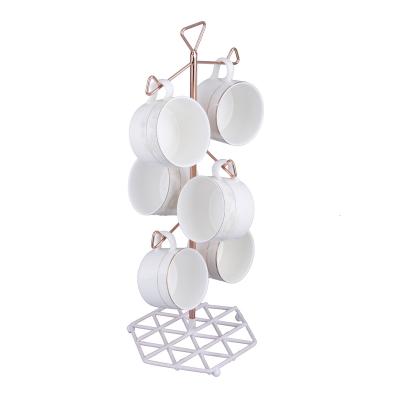 China Modern and Color Design Viable Contrasting Coffe Tree Cup Holder Drying Cup Display Countertop Home Rack for sale