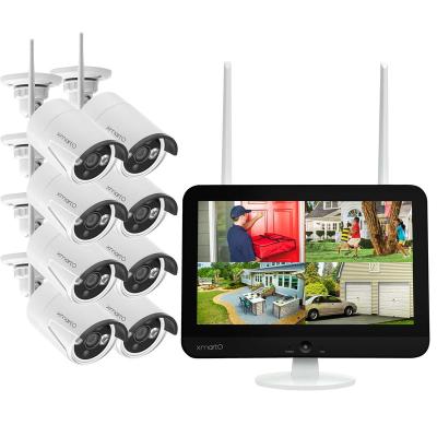 China Human Motion Tracking XMARTO 2K HD 8CH Wireless Smart Security Camera Kit with HD Monitor and 8 Pcs WiFi IP Cameras for Home CCTV Surveillance for sale