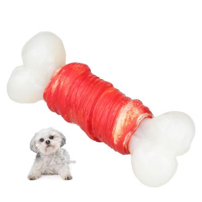 China Viable natural rubber and nylon combined in a bone shape design chewing fork chew toy for sale