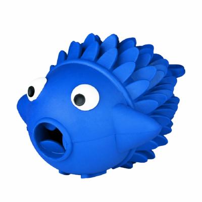 China Viable fish-shaped design made of raised rubber scales with clean teeth frame rubbery soothing dog toy for sale