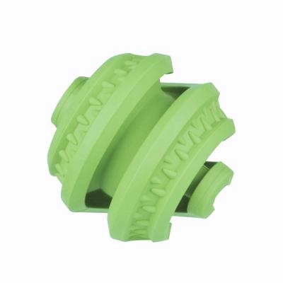 China Viable Rolling Rubber Chew Toys Dog Driver Spiral Ball Design Dog Teeth Cleaning Treat Dispenser for sale