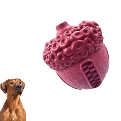 China Sustainable Hot Selling Natural Rubber Acorn Design Tough Squeaky Dog Chew Toy Teething for Medium Large Breed for sale