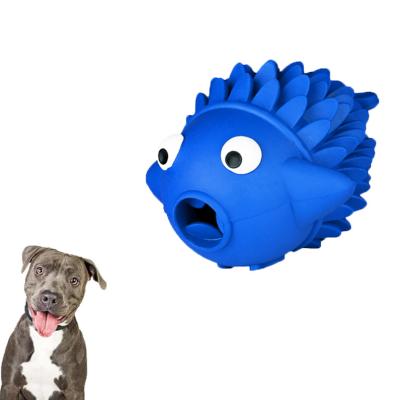 China Sustainable New Arrival Non-Toxic Natural Rubber Fish Shaped Molar Teeth Cleaning Bite Resistant Chew Feeder Dog Toy for sale