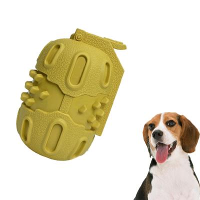 China Sustainable Grenade Design Natural Rubber Feeder Food Dispenser Chewing Dog Toy Interactive IQ Training Pet Toys for sale