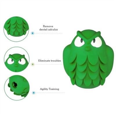 China Owl Design Indestructible Rubber Feeder Viable Leaking Toy Molar Teeth Resistant Slow Feeder Feeder for sale