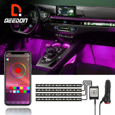 China Remote Retrofit Qeedon RGB Car Decoration Lights Music Sync AS NS Interior Atmosphere Car Led Strip Light For Car for sale