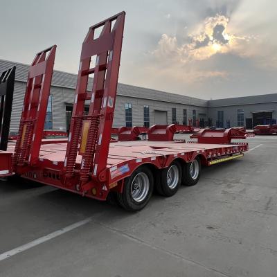 China Latest Transport 80 Ton Front Loading 3 Axle Low Bed Flatbed Semi Trailer Semi Trailer for sale