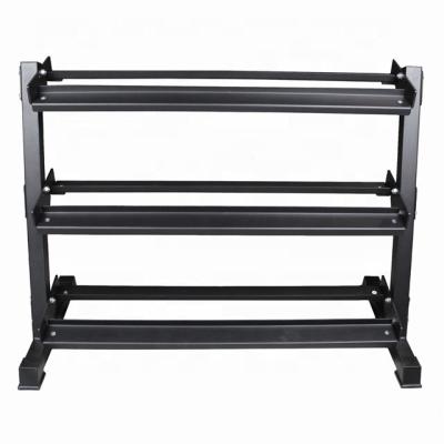 China Wholesale Steel Gym Equipment 3 Row Thicken Dumbbell Storage Rack for sale