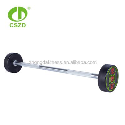 China Cast Iron With PU Coated Workout Urethane Straight Bar Weight Set PU Fixed Barbells for sale