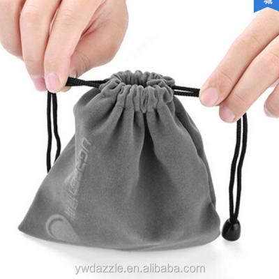 China Promotional Custom Hot Selling Recyclable Velvet Drawstring Pouch Gray Black Red Bag for sale