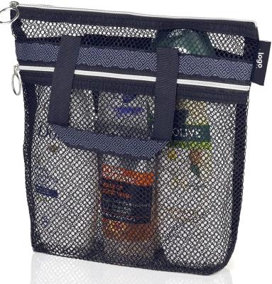 China Sustainable China Factory Custom Portable Handle Mesh Shower Storage Bag With Zipper for sale