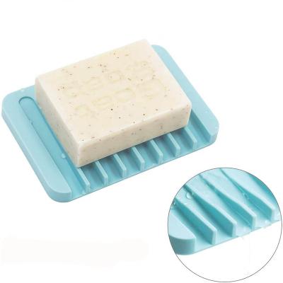 China Modern 8004 Silicone Storage Sponge Soap Box Holder Shower Soap Dish Tray Waterfall Portable Soap Dish Tray for sale