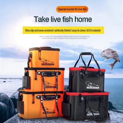 China Custom Foldable Waterproof Fishing Packing Travel Fish Bucket Container Durable Cubes Small MOQ RTS EVA Fishing Bag Outdoor For Fishing for sale