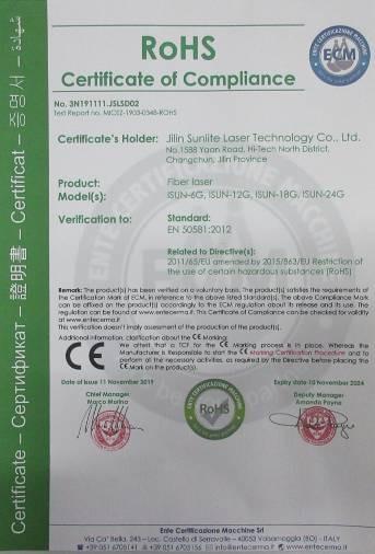 RoHS - Jilin Sunlite Laser Technology Co., Ltd.