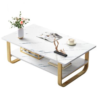 China Simple Nordic Marble Top Metal Rectangular Coffee Table Set Living Room Furniture for sale