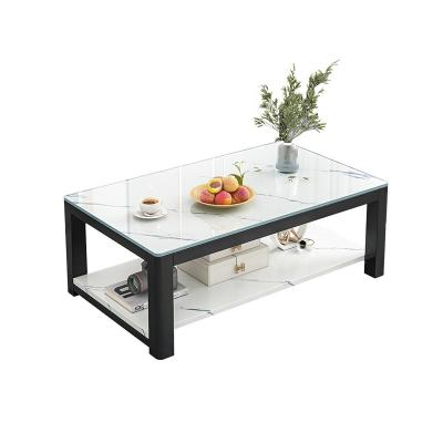 China Universal Gold Coffee Table And Console Table Power Coated Frame With White Marble Stone Top for sale