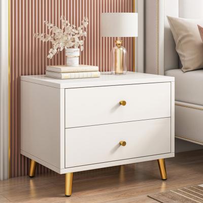 China Modern white floating storage end table 3 tier nightstand bedside table for bedroom for sale