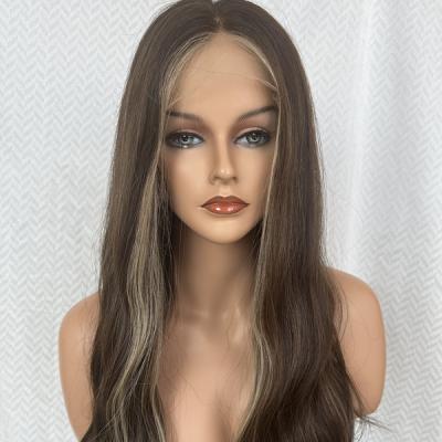 China Other Virgin Hair Wig Natural Platinum Blonde Highlight Color Cuticle Aligned Hair Lace Front Wigs For White Women for sale