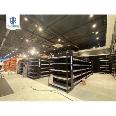 China Double Sided Supermarket Shelves Factory Price New Arrival Warehouse Storage Rack Shelf Supermarket Shelves Metal for sale