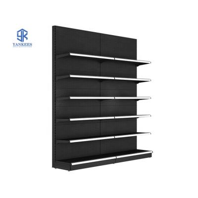 China Double Sided Original Display Mall Product Stainless Steel Storage Supermarket Shelves for sale