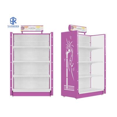 China Grocery store single-sided racks with lights new style hair care display rack hair care display rack body care racks for sale