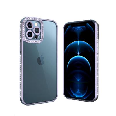 China Dropshipping Fashion Designer Diamond Side Cover Acrylic Clear Shockproof Phone Case for iphone 11 12 13 XS XR Samsung for sale