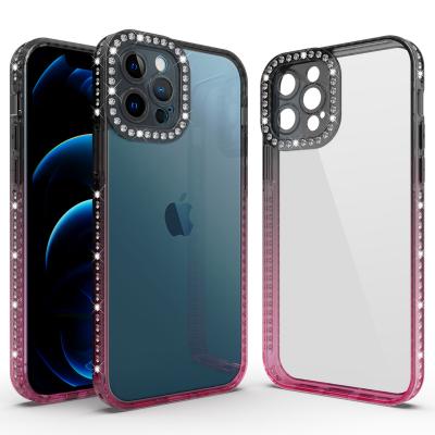 China Wholesale Bling Shockproof Phone Cases For iphone Accessories Show Black Pink Gradient With Fashion Diamond Cell Phone Case For S22 ULTRA for sale