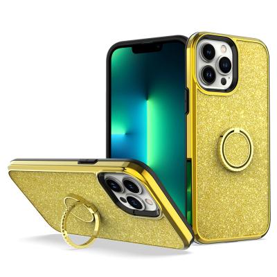 China Funny High Quality Shockproof Phone Case For iPhone XR XS TPU Gold Back Cover With Rotating Stand For Samsung for sale