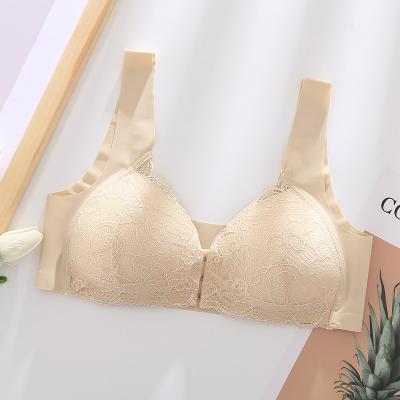 China QUICK DRY front lace buckle plus size bra without zipper detachable underwear women steel ring cotton full breast cup bra for sale