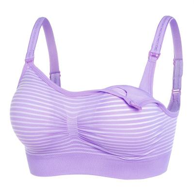 China QUICK DRY Pregnant Women Seamless Bra Caregiver Striped Large Size Steel Ring Bra Sleep Bra Underwear for sale