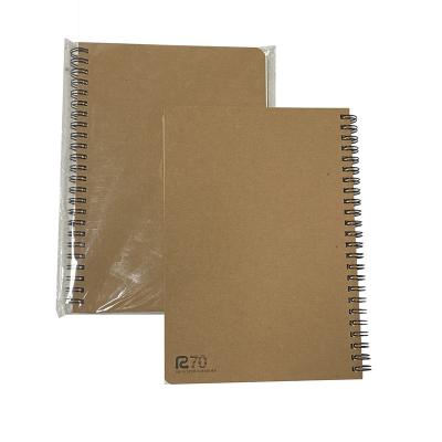 China Custom Double Metal Spiral Embossing Logo Spiral Planners Notebooks And A5 Paper Kraft Paper Notebook For Promotion Gift for sale