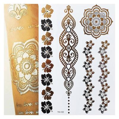 China Wholesale Custom High Quality Temporary Tattoo Sticker Waterproof Gold Glitter Tattoo Sticker Waterproof Women for sale