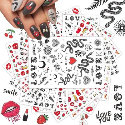 China Hot Diy Creative Sticker Snake Designers Nail Art Stickers Valentine Nail Sticker 2021 Self Adhesive With Matching Designs 3D Myway 24 Covers for sale