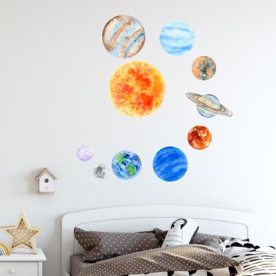 China Myway Repurposed Easy To Use Watercolor Planet Glow Luminous Solar System Kids Room Decor Decal Glow In The Dark Wall Sticker for sale