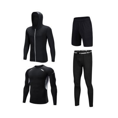 China 2021 New Design Breathable 4 Piece Gym Fitness Wear Men High Quality Quick Dry Breathable Sportswear Set for sale