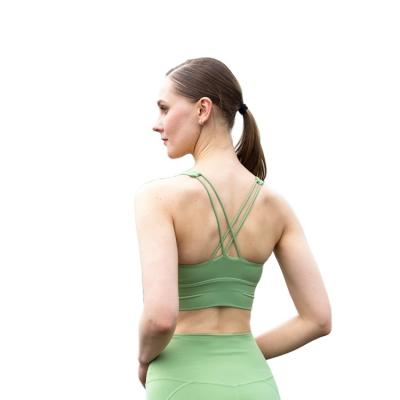 China Wholesale Breathable Girl Push Up Bra Strappy Backless Crop Top Fitness Yoga Women Gym Spandex Support Activewear Hot Yoga Bra for sale